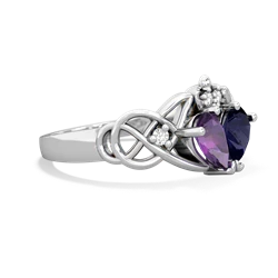 Amethyst 'One Heart' Celtic Knot Claddagh 14K White Gold ring R5322