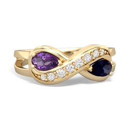 Amethyst Diamond Infinity 14K Yellow Gold ring R5390