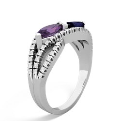 Amethyst Diamond Rivers 14K White Gold ring R3070