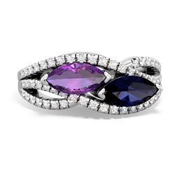 Amethyst Diamond Rivers 14K White Gold ring R3070