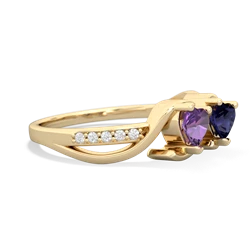 Amethyst Side By Side 14K Yellow Gold ring R3090