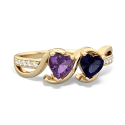 Amethyst Side By Side 14K Yellow Gold ring R3090