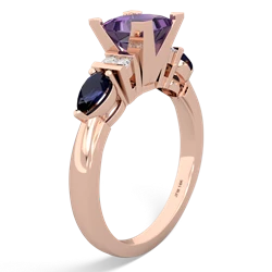 Amethyst 6Mm Princess Eternal Embrace Engagement 14K Rose Gold ring C2002