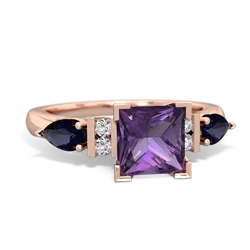 Amethyst 6Mm Princess Eternal Embrace Engagement 14K Rose Gold ring C2002