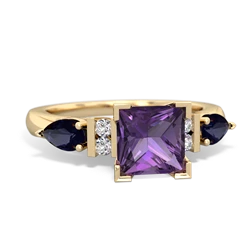 Amethyst 6Mm Princess Eternal Embrace Engagement 14K Yellow Gold ring C2002