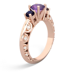 Amethyst Art Deco Eternal Embrace Engagement 14K Rose Gold ring C2003