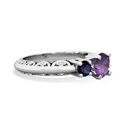 Amethyst Art Deco Eternal Embrace Engagement 14K White Gold ring C2003