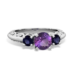 Amethyst Art Deco Eternal Embrace Engagement 14K White Gold ring C2003