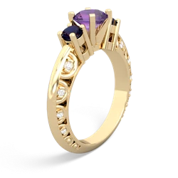 Amethyst Art Deco Eternal Embrace Engagement 14K Yellow Gold ring C2003