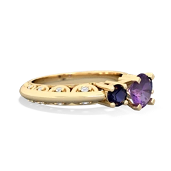 Amethyst Art Deco Eternal Embrace Engagement 14K Yellow Gold ring C2003