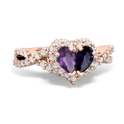 Amethyst Diamond Twist 'One Heart' 14K Rose Gold ring R2640HRT