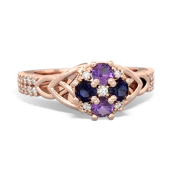 Amethyst Celtic Knot Cluster Engagement 14K Rose Gold ring R26443RD