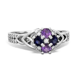 Amethyst Celtic Knot Cluster Engagement 14K White Gold ring R26443RD