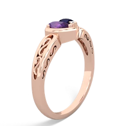 Amethyst Filligree 'One Heart' 14K Rose Gold ring R5070