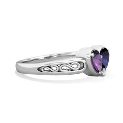 Amethyst Filligree 'One Heart' 14K White Gold ring R5070