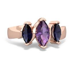 Amethyst Three Peeks 14K Rose Gold ring R2433