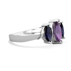 Amethyst Three Peeks 14K White Gold ring R2433