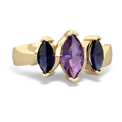 Amethyst Three Peeks 14K Yellow Gold ring R2433