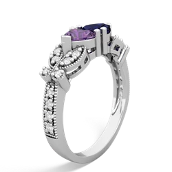 Amethyst Diamond Butterflies 14K White Gold ring R5601