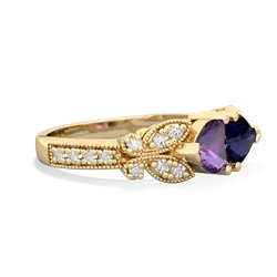 Amethyst Diamond Butterflies 14K Yellow Gold ring R5601