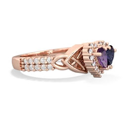 Amethyst Celtic Knot Two Hearts As One 14K Rose Gold ring R2644HRT