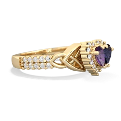 Amethyst Celtic Knot Two Hearts As One 14K Yellow Gold ring R2644HRT