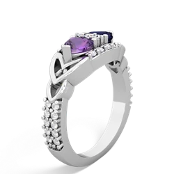 Amethyst Sparkling Celtic Knot 14K White Gold ring R2645