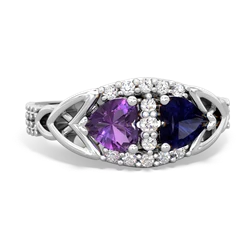 Amethyst Sparkling Celtic Knot 14K White Gold ring R2645