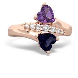 Amethyst Heart To Heart 14K Rose Gold ring R2064