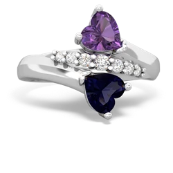 Amethyst Heart To Heart 14K White Gold ring R2064