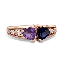 Amethyst Heart To Heart 14K Rose Gold ring R3342