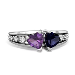 Amethyst Heart To Heart 14K White Gold ring R3342