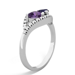 Amethyst Mother And Child 14K White Gold ring R3010