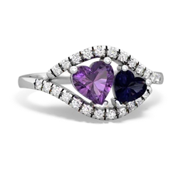 Amethyst Mother And Child 14K White Gold ring R3010