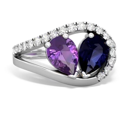 Amethyst Nestled Heart Keepsake 14K White Gold ring R5650