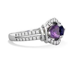 Amethyst Art-Deco Keepsake 14K White Gold ring R5630