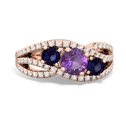 Amethyst Three Stone Aurora 14K Rose Gold ring R3080