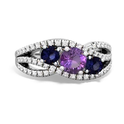 Amethyst Three Stone Aurora 14K White Gold ring R3080