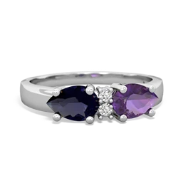 Amethyst Pear Bowtie 14K White Gold ring R0865