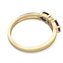 Amethyst Pear Bowtie 14K Yellow Gold ring R0865