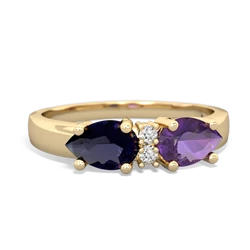 Amethyst Pear Bowtie 14K Yellow Gold ring R0865