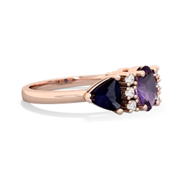 Amethyst Antique Style Three Stone 14K Rose Gold ring R2186