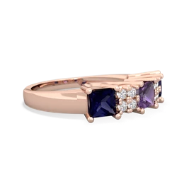 Amethyst Three Stone Diamond Cluster 14K Rose Gold ring R2592