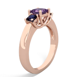 Amethyst Three Stone Trellis 14K Rose Gold ring R4015