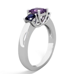 Amethyst Three Stone Trellis 14K White Gold ring R4015