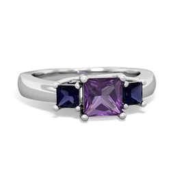 Amethyst Three Stone Trellis 14K White Gold ring R4015