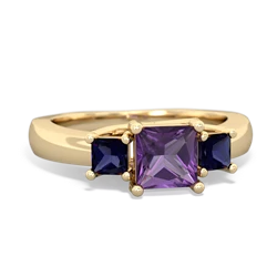 Amethyst Three Stone Trellis 14K Yellow Gold ring R4015