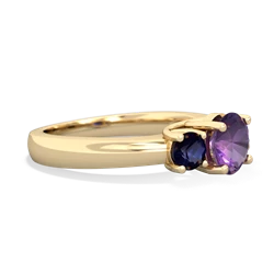 Amethyst Three Stone Round Trellis 14K Yellow Gold ring R4018