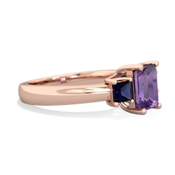 Amethyst Three Stone Emerald-Cut Trellis 14K Rose Gold ring R4021