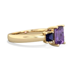 Amethyst Three Stone Emerald-Cut Trellis 14K Yellow Gold ring R4021